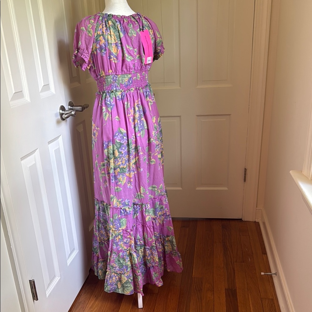 Floral Lavender Maxi Dress with Smocked Waist - Picture 5 of 12